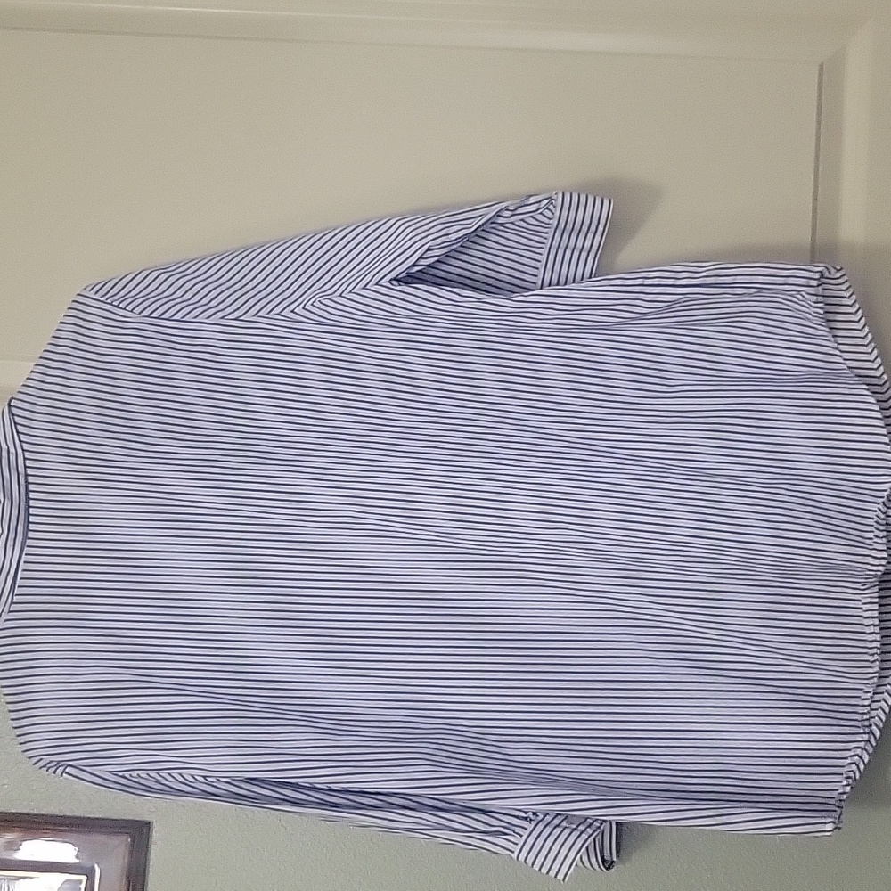 Blue Striped Women Shirt with Embroidery - Picture 6 of 6